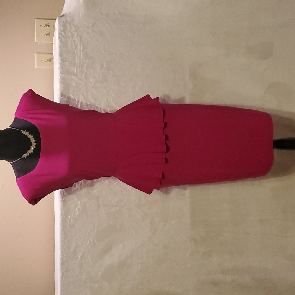 Ronni Nicole Peplum Dress / Fuchsia / Sexy Curve Hugging Size 8